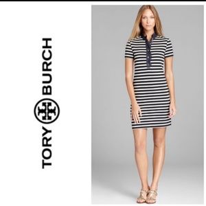 Tory Burch gorgeous navy and white stripe dress.